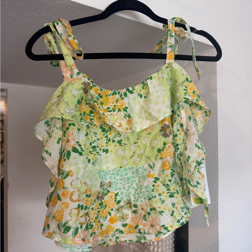Moa Moa Yellow and Orange Ruffled Camisole